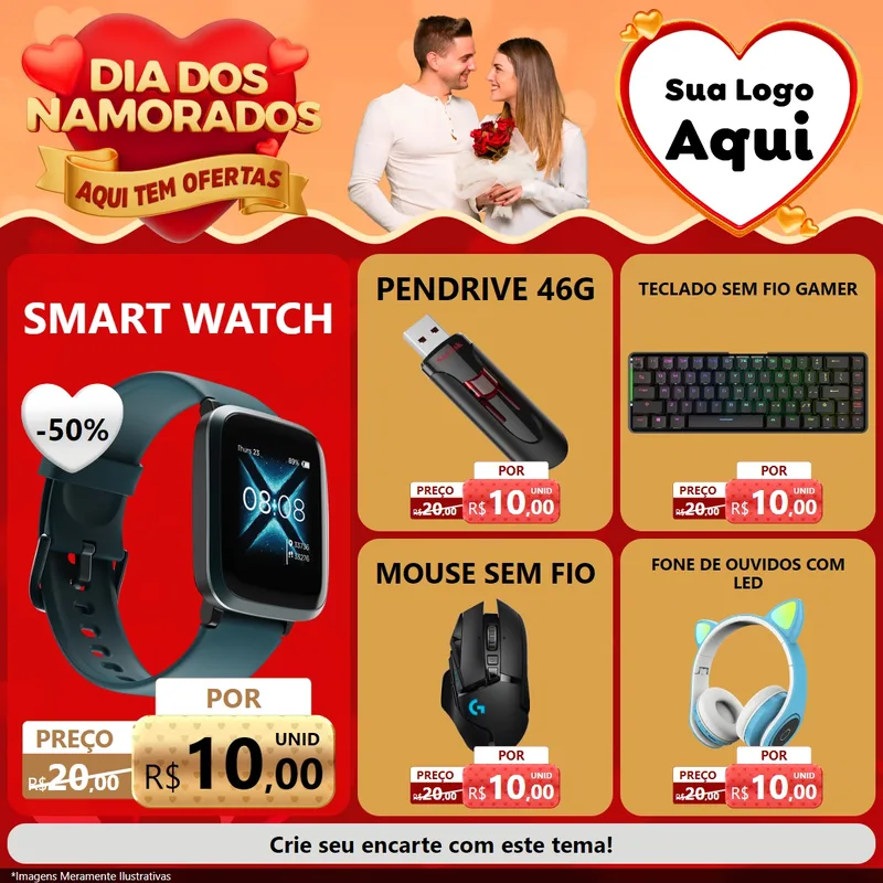 Modelo de Rede Social para Feed Facebook com o tema Dia dos Namorados - Aqui Tem Ofertas para Informática