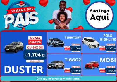 Modelo de Encarte para Encarte A4 Horizontal com o tema Semana Dos Pais para Concessionaria de Carros