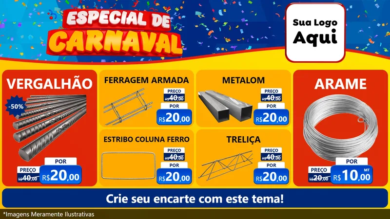 Modelo de TV para TV Horizontal com o tema Especial de Carnaval para Ferragens