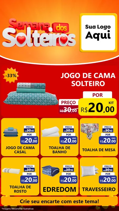 Modelo de Rede Social para Stories com o tema Semana dos Solteiros para Cama, Mesa e Banho