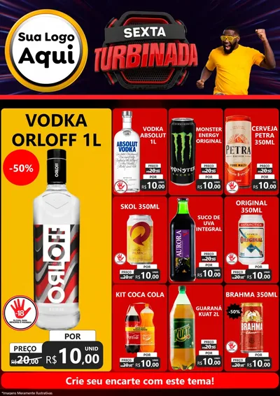 Modelo de Encarte para Encarte A4 Vertical com o tema Sexta Turbinada para Distribuidora de bebidas
