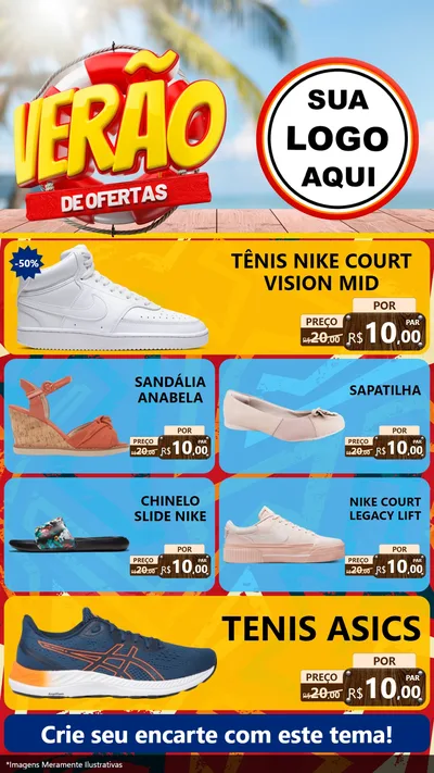 Modelo de TV para TV Vertical com o tema Verão de Ofertas para Calçados