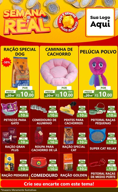 Modelo de Encarte para Encarte Grande com o tema Semana do Real para Pet Shop