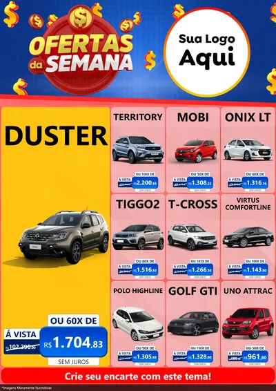 Modelo de Encarte para Encarte A4 Vertical com o tema Ofertas Da Semana para Concessionaria de Carros