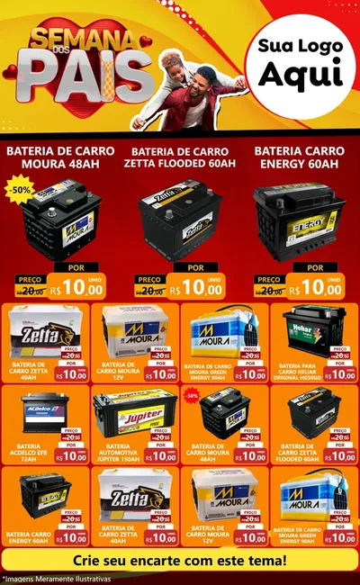 Modelo de Encarte para Encarte Grande com o tema Semana Dos Pais para Baterias Elétricas