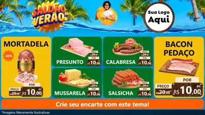 Modelo de TV para TV Horizontal com o tema Saldão de Verão para Frios e Laticínios