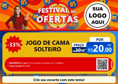 Modelo de Cartaz para Cartaz A4 Horizontal com o tema Festival de Ofertas para Cama, Mesa e Banho