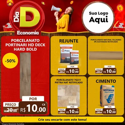 Modelo de Rede Social para Feed Facebook com o tema Dia D Economia para Pisos e revestimentos