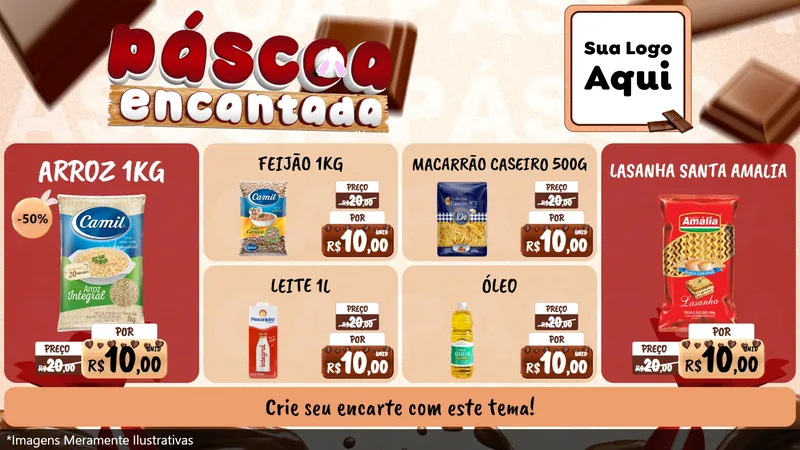 Modelo de TV para TV Horizontal com o tema Páscoa Encantada para Supermercado