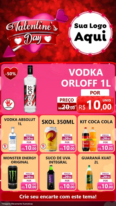 Modelo de Rede Social para Stories com o tema Valentine's Day para Distribuidora de bebidas