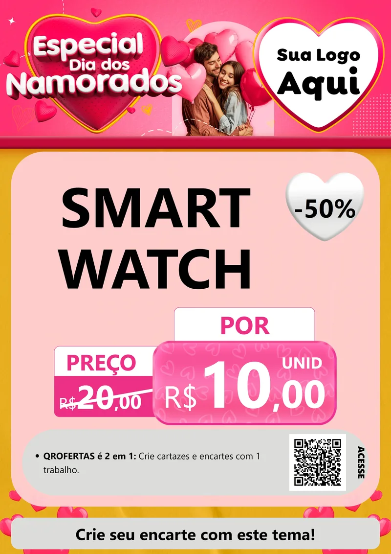 Modelo de Cartaz para Cartaz A4 Vertical com o tema Especial Dia dos Namorados para Informática