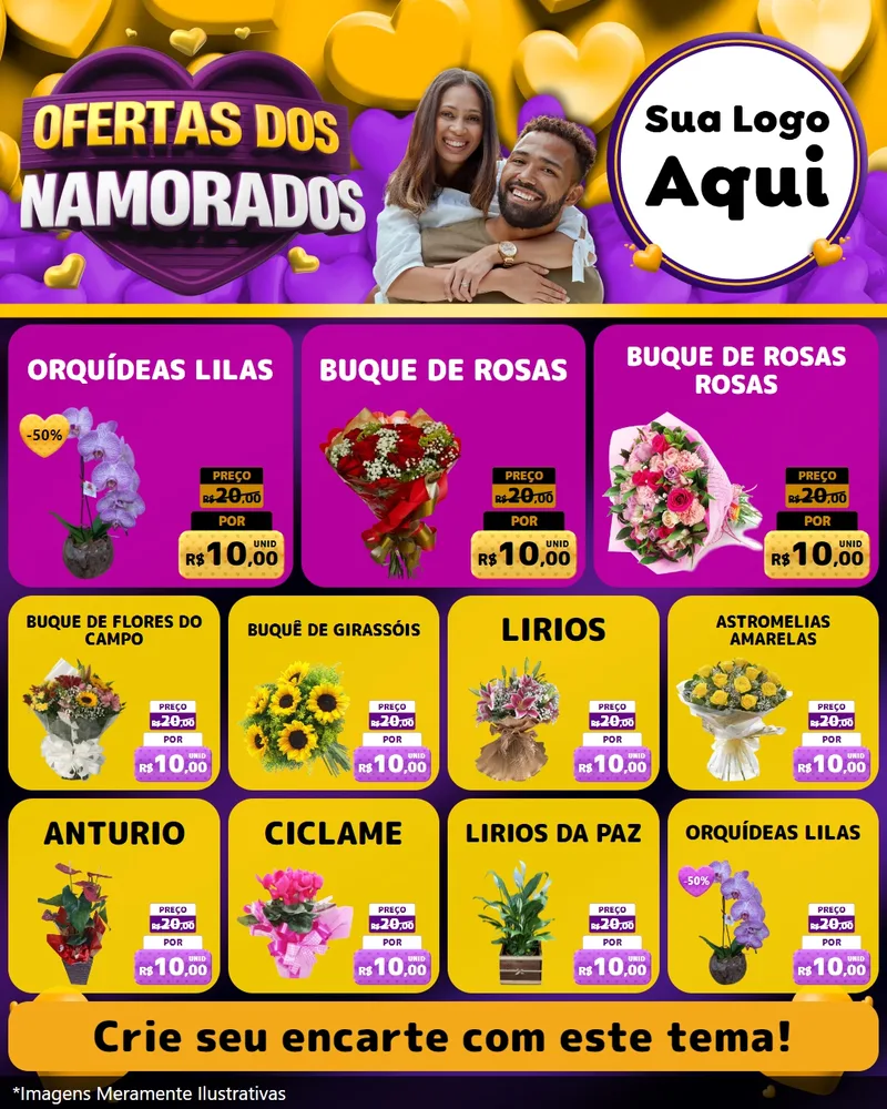 Modelo de Rede Social para Feed Instagram com o tema Oferta Dos Namorados para Floricultura e jardim
