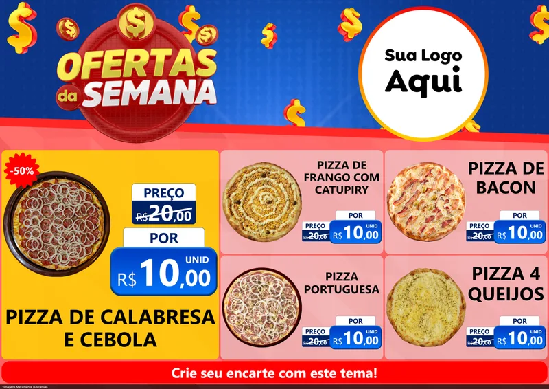Modelo de Encarte para Encarte A4 Horizontal com o tema Ofertas Da Semana para Pizzaria
