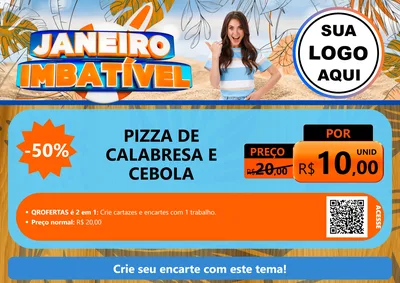 Modelo de Cartaz para Cartaz A4 Horizontal com o tema Janeiro Imbatível para Pizzaria