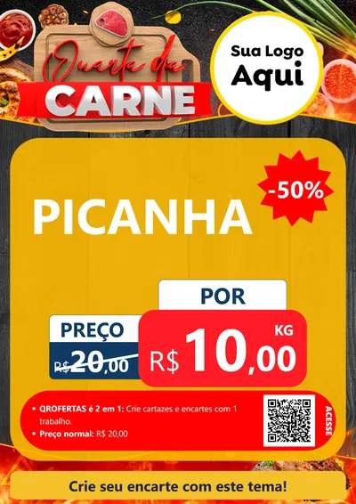 Modelo de Cartaz para Cartaz A4 Vertical com o tema Quarta da Carne para Açougue