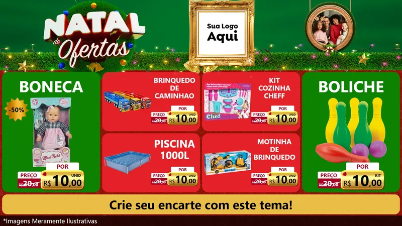 Modelo de TV para TV Horizontal com o tema Natal de Ofertas para Brinquedos