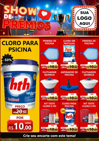 Modelo de Encarte para Encarte A4 Vertical com o tema Show de Prêmios para Produtos para Piscina