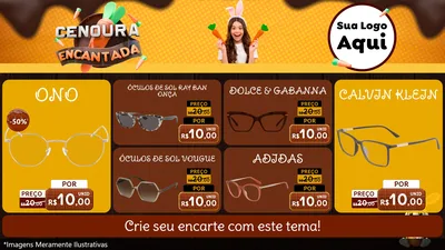 Modelo de TV para TV Horizontal com o tema Cenoura Encantada - Páscoa para Óticas