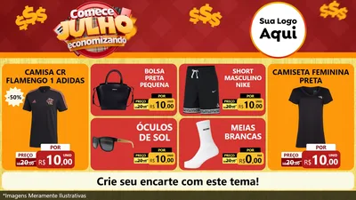 Modelo de TV para TV Horizontal com o tema Comece Julho Economizando para Roupas e acessórios
