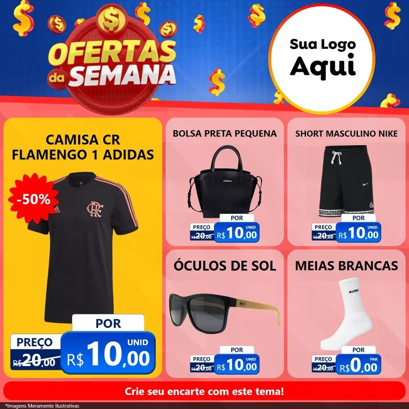 Modelo de Rede Social para Feed Facebook com o tema Ofertas Da Semana para Roupas e acessórios