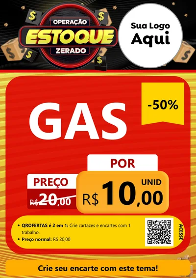 Modelo de Cartaz para Cartaz A4 Vertical com o tema Operação Estoque Zerado para Água e gás