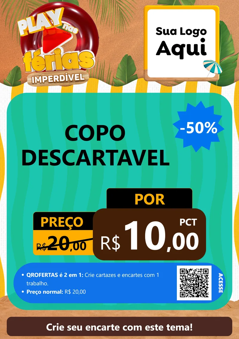 Modelo de Cartaz para Cartaz A4 Vertical com o tema Play Nas Férias Imperdível para Embalagens