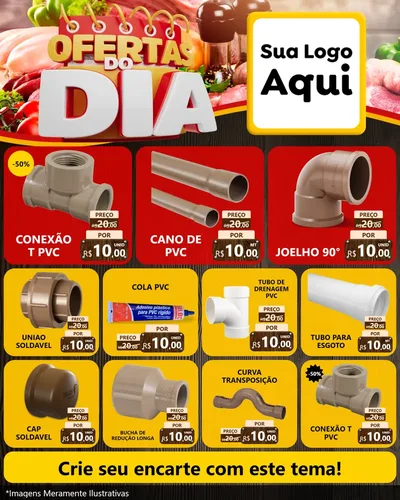 Modelo de Rede Social para Feed Instagram com o tema Ofertas do Dia para Tubos e conexões