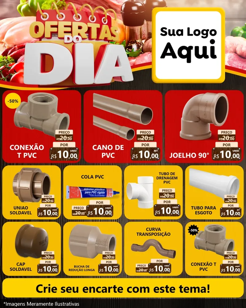 Modelo de Rede Social para Feed Instagram com o tema Ofertas do Dia para Tubos e conexões