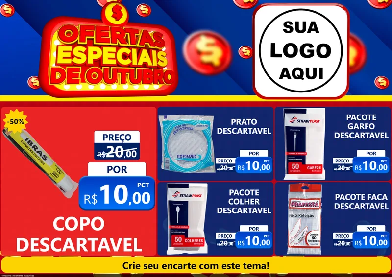 Modelo de Encarte para Encarte A4 Horizontal com o tema Ofertas Especiais de Outubro para Embalagens