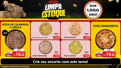 Modelo de TV para TV Horizontal com o tema Operação Limpa Estoque para Pizzaria