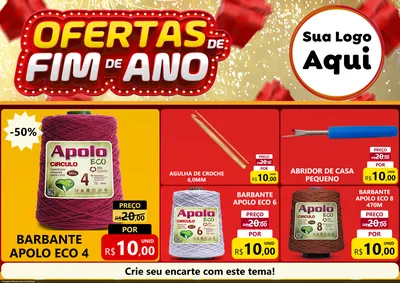 Modelo de Encarte para Encarte A4 Horizontal com o tema Ofertas de Fim de Ano para Armarinho e Aviamentos