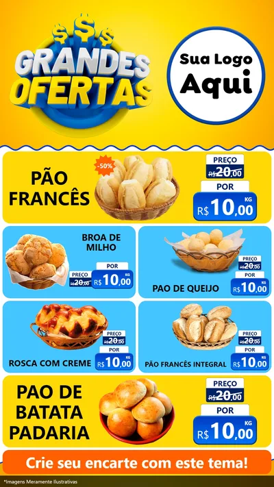 Modelo de TV para TV Vertical com o tema Grandes Ofertas para Padaria