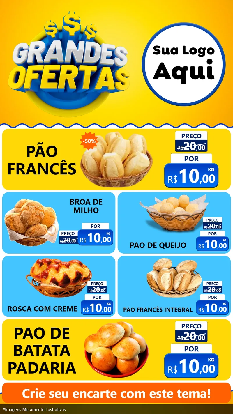 Modelo de TV para TV Vertical com o tema Grandes Ofertas para Padaria