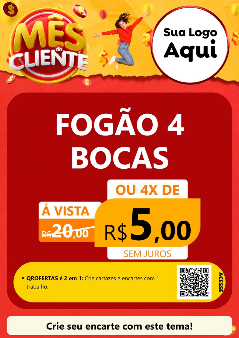 Modelo de Cartaz para Cartaz A4 Vertical com o tema Mês do Cliente para Móveis e Eletro