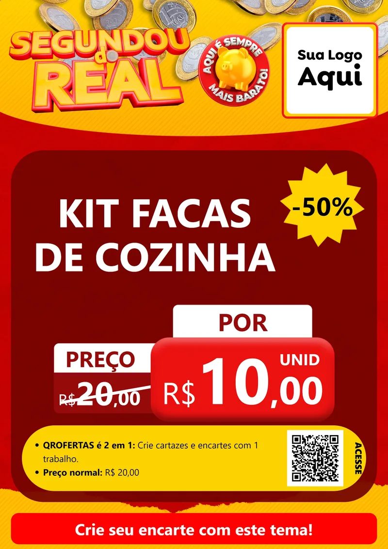 Modelo de Cartaz para Cartaz A4 Vertical com o tema Segundou do Real para Utilidades Domésticas