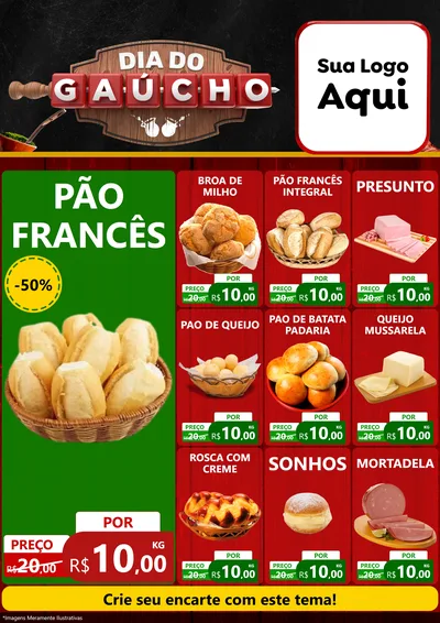 Modelo de Encarte para Encarte A4 Vertical com o tema Dia do Gaúcho para Padaria