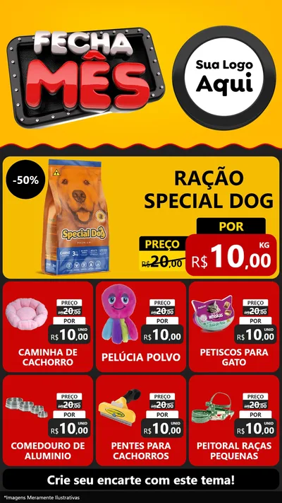 Modelo de Rede Social para Stories com o tema Fecha Mês para Pet Shop