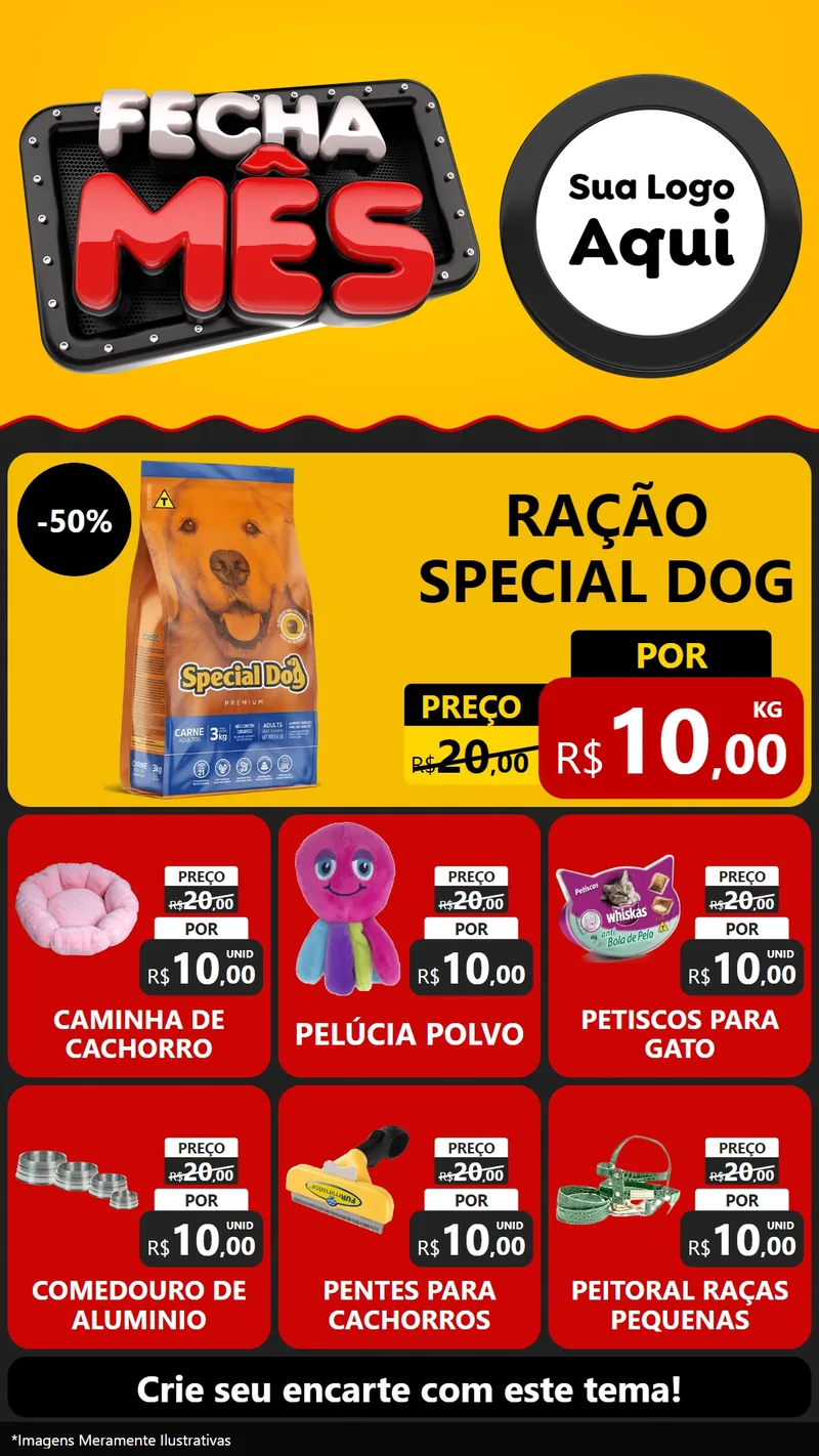 Modelo de Rede Social para Stories com o tema Fecha Mês para Pet Shop