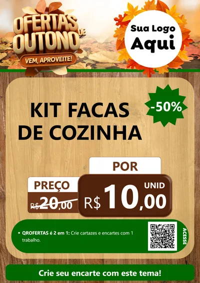 Modelo de Cartaz para Cartaz A4 Vertical com o tema Ofertas de Outono - Vem, Aproveite! para Utilidades Domésticas