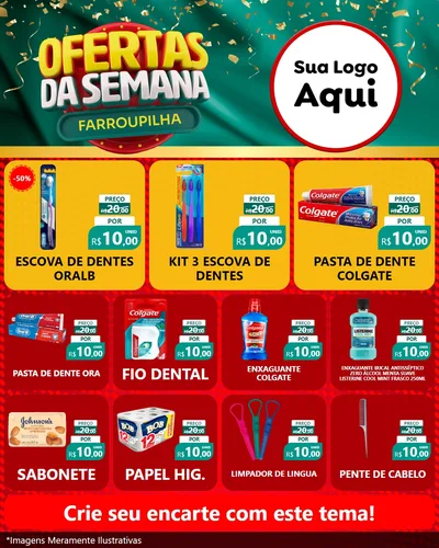 Modelo de Rede Social para Feed Instagram com o tema Ofertas da Semana Farroupilha para Higiene Pessoal