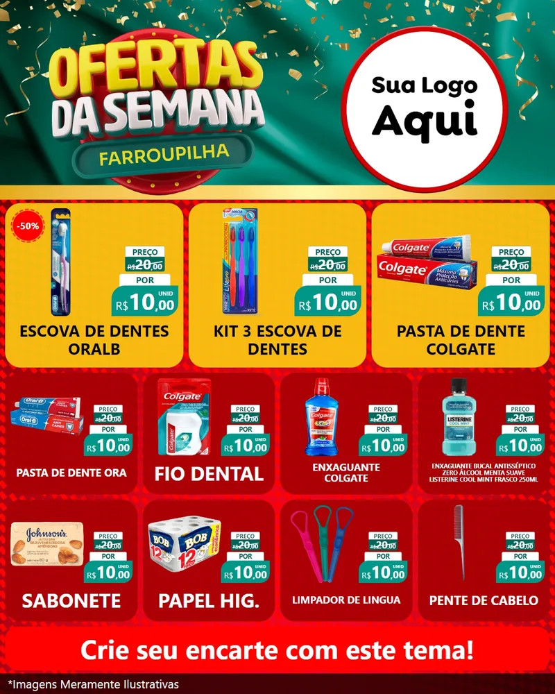 Modelo de Rede Social para Feed Instagram com o tema Ofertas da Semana Farroupilha para Higiene Pessoal