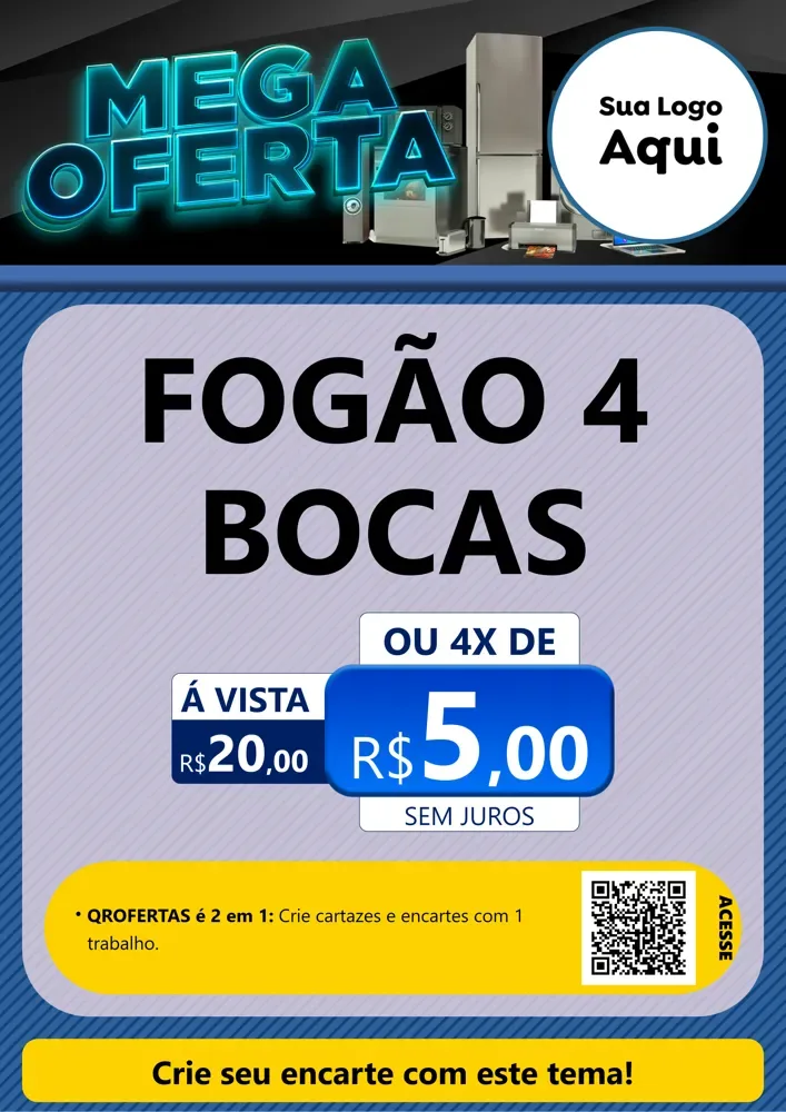 Modelo de Cartaz para Cartaz A4 Vertical com o tema Mega Oferta - Eletro para Móveis e Eletro