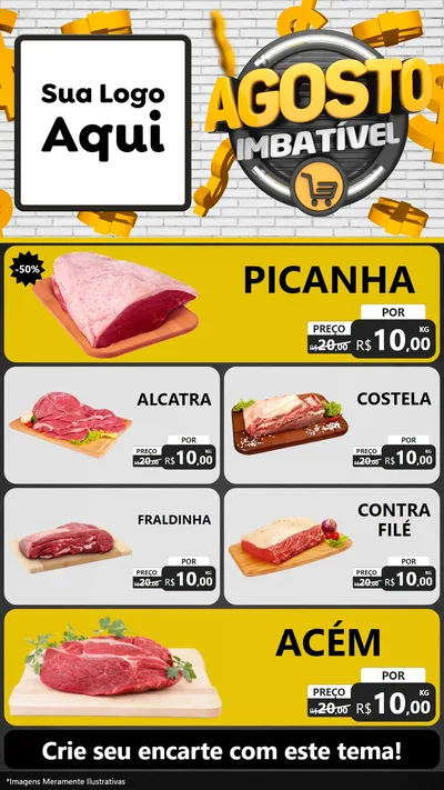 Modelo de TV para TV Vertical com o tema Agosto imbatível para Açougue