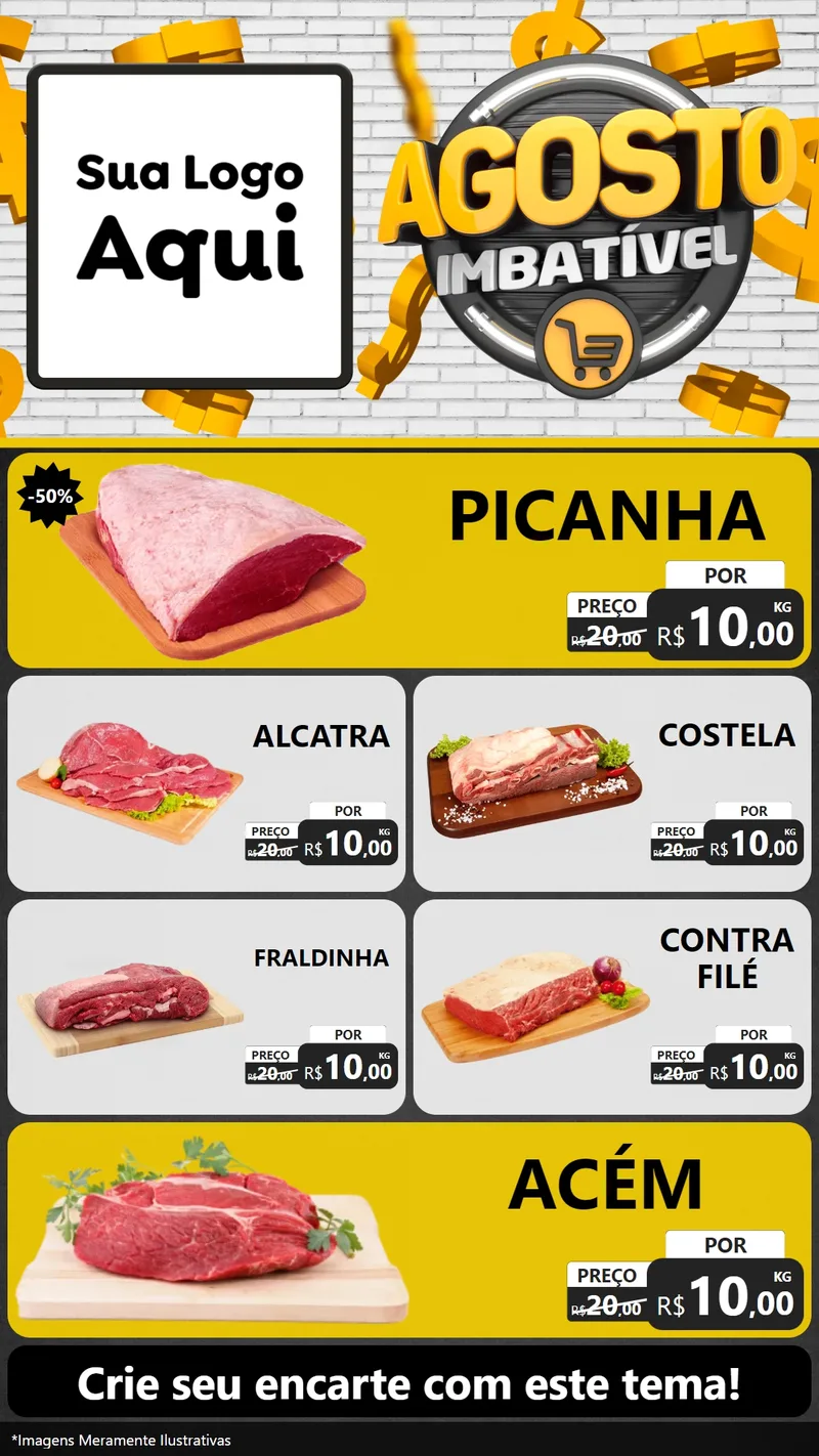 Modelo de TV para TV Vertical com o tema Agosto imbatível para Açougue