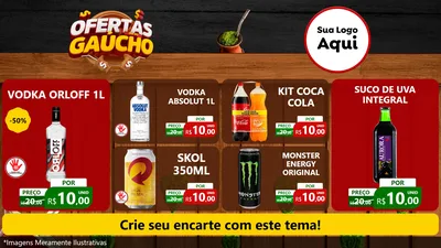 Modelo de TV para TV Horizontal com o tema Ofertas Dia do Gaúcho para Distribuidora de bebidas