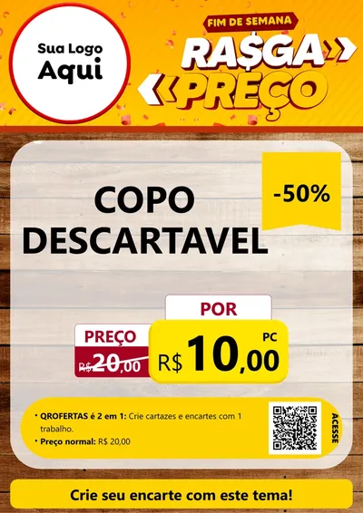 Modelo de Cartaz para Cartaz A4 Vertical com o tema Fim de Semana Rasga Preços para Embalagens