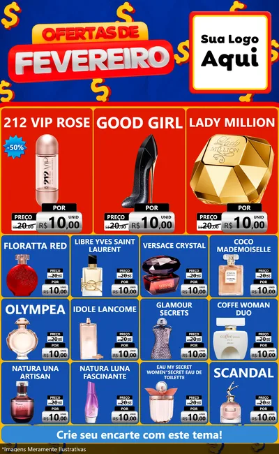 Modelo de Encarte para Encarte Grande com o tema Ofertas de Fevereiro para Perfumes