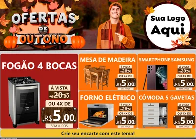 Modelo de Encarte para Encarte A4 Horizontal com o tema Ofertas de Outono para Móveis e Eletro