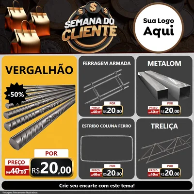 Modelo de Rede Social para Feed Facebook com o tema Semana do Cliente para Ferragens