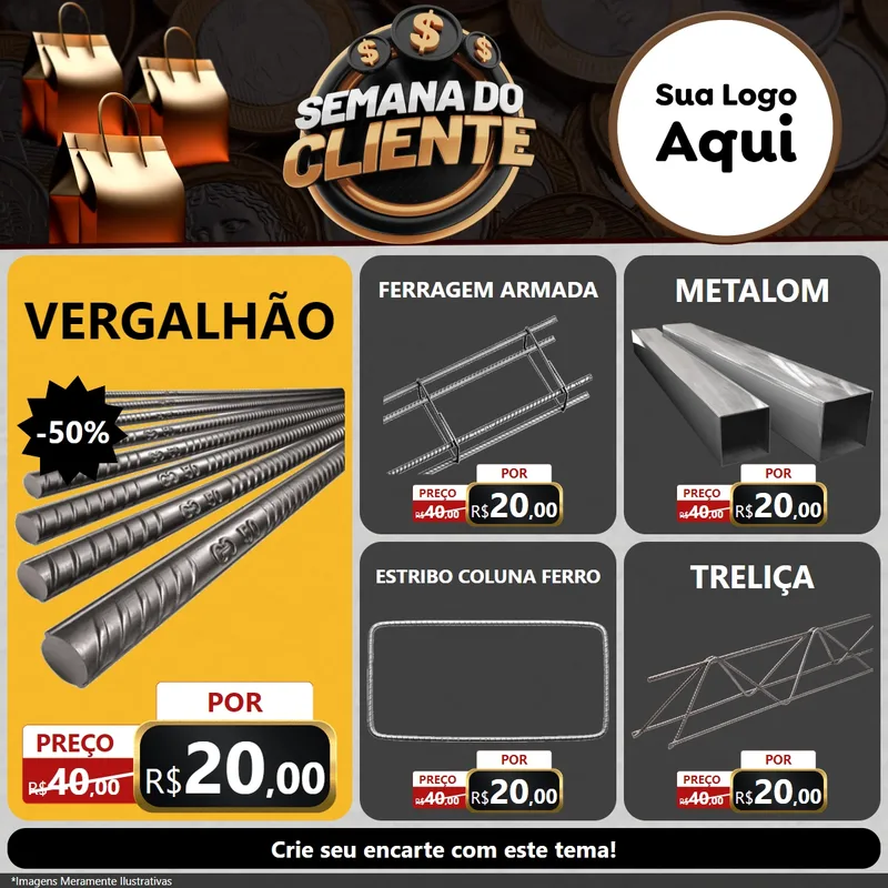 Modelo de Rede Social para Feed Facebook com o tema Semana do Cliente para Ferragens